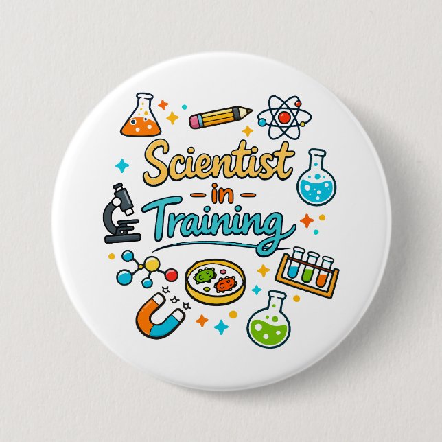 Bóton Redondo 7.62cm Young Scientist in Training Invitation (Frente)