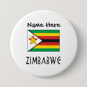 Bóton Redondo 7.62cm Zimbabwe Bandeira do Zimbábue Personalizada