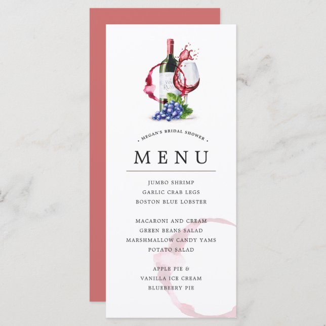 Bottle & Red Wine Style Occassion Celebration Menu (Frente/Verso)