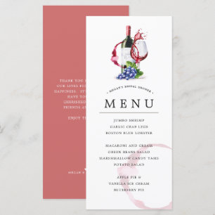 Bottle & Red Wine Style Occassion Celebration Menu
