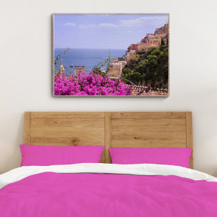 Bougainvillea roxo com vista do poster de Positano