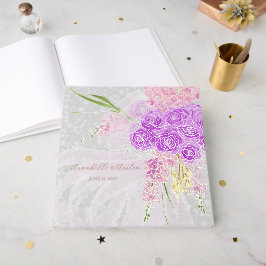 Bouquet de livro de visitas com laço rosa transpar