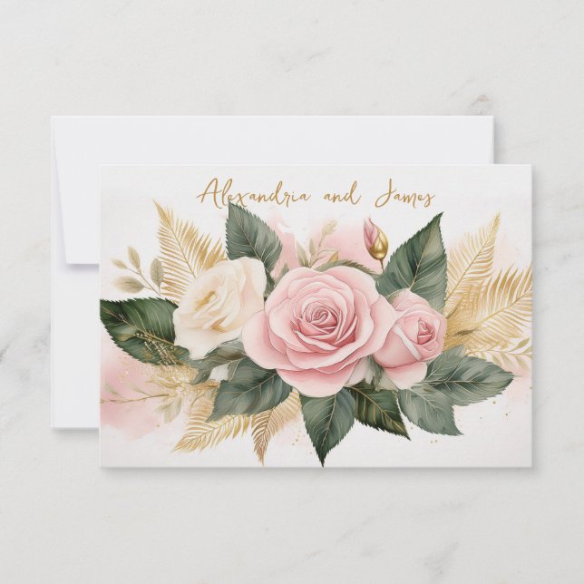 Bouquet Rose RSVP de Casamento (Frente)