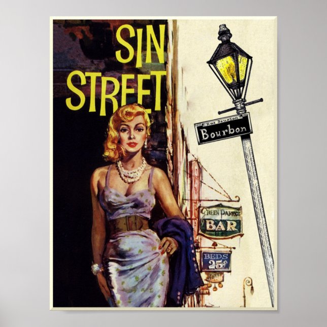 Bourbon Street, Nova Orleans poster de viagens (Frente)