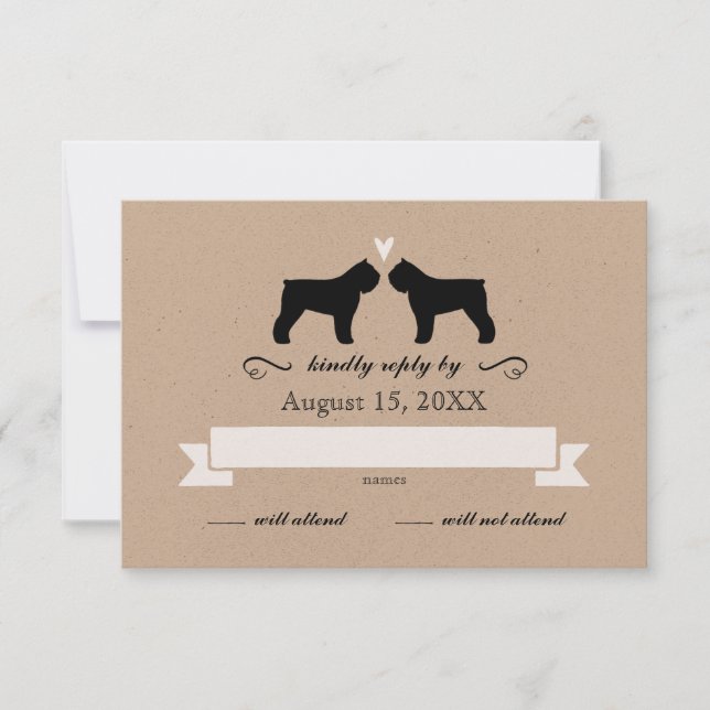 Bouvier des Flandres Silhouettes Casamento RSVP (Frente)