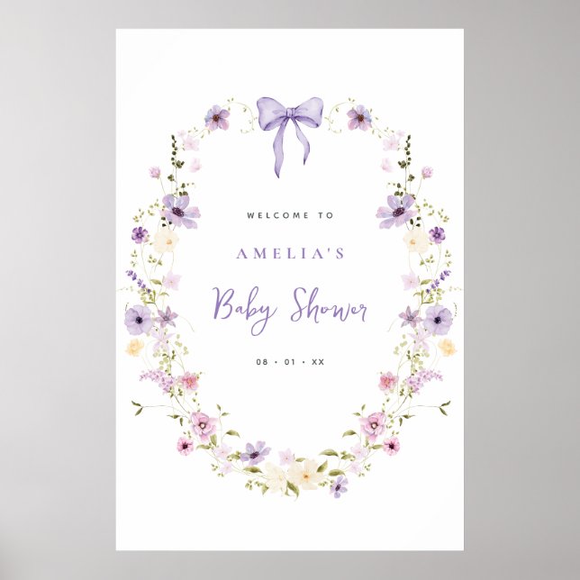 Bow Baby Shower Download Welcome Sign Poster (Frente)