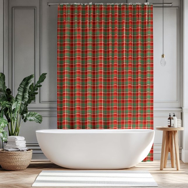 Box Cortina Xadrez de Férias Presente Clássico para Ba (Holiday Plaid Curtain Classic Gift for Bathroom)
