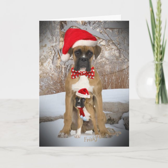 Boxer com Cartão de Natal de Puppy (Frente)