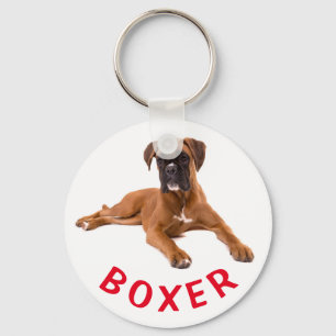 Boxie Puppy Dog Red Love Chaveiro