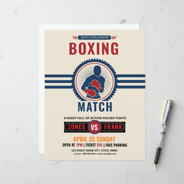 Boxing Tournament Flyer Modelo (Frente/Verso In Situ)