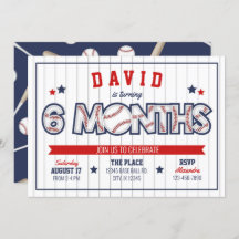 Boy Baseball 1/2 Convite de Aniversário