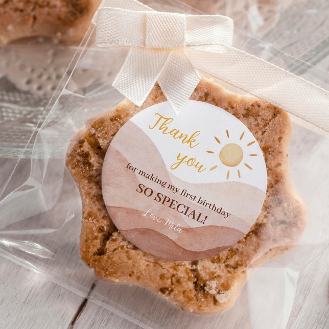 Boy Boho Little Sunshine Birthday Etiqueta de Aniv (Criador carregado)