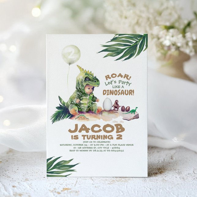 Boy Dinosaur - Convites de Aniversário (Dinosaur Birthday Invitation)