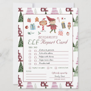 Boy Elf   Kids Christmas Elf Report Card