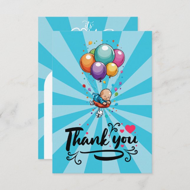 Boy Flat Cartões de agradecimentos (Frente/Verso)