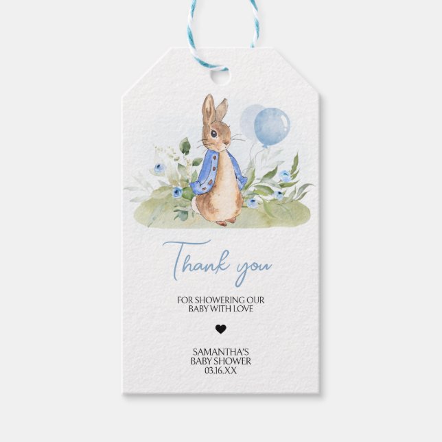 Boy Peter Rabbit Chá de fraldas Favorecer Etiqueta (Frente)