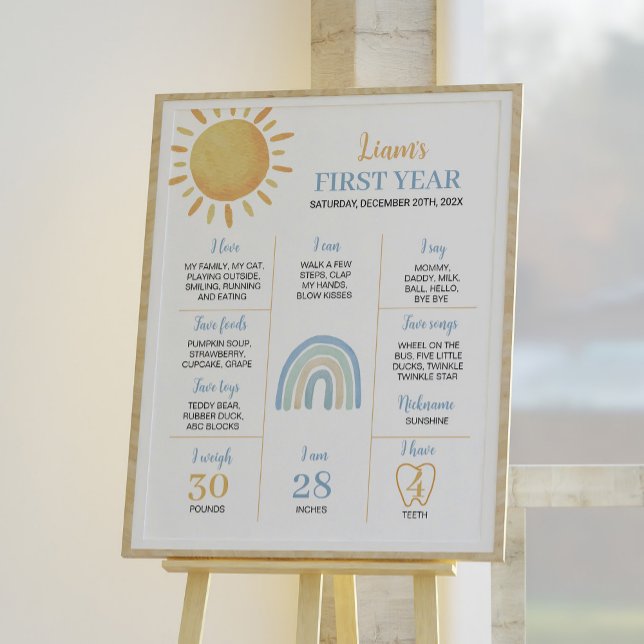 Boy Sunshine Rainbow Birthday Poster (Criador carregado)