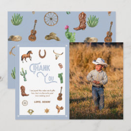 Boy Western First Birthday Rodeo Cartões de agrade