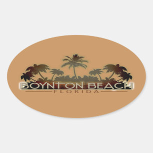 Boynton Beach Palm tree palavras adesivo oval
