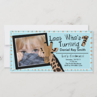 Boys Giraffe Primeiro Convite de aniversário