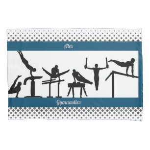 Boys Gymnastics Pillowcase com o nome