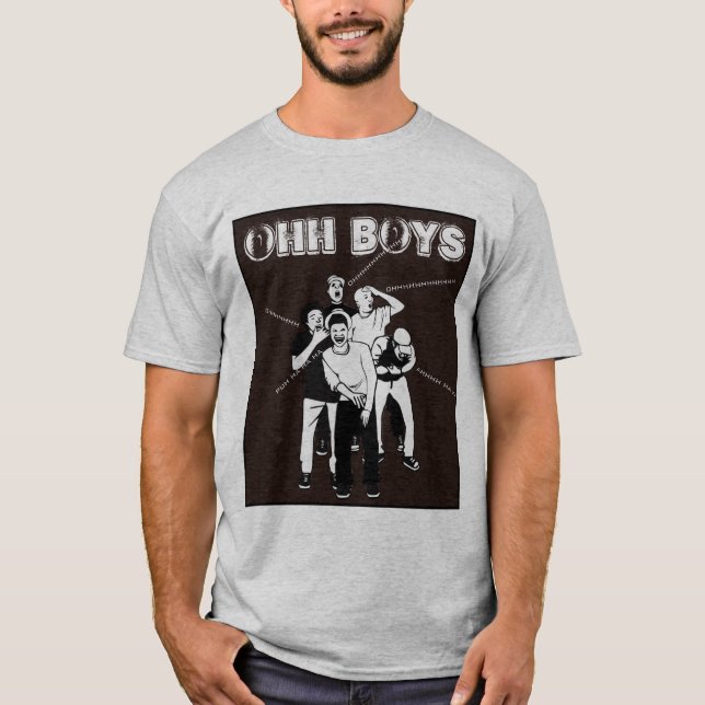 BOYS OHH castanhos em T-Shirt preto e branco (Frente)