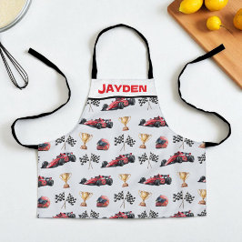 Boys Personalised Racing Car Kids Apron
