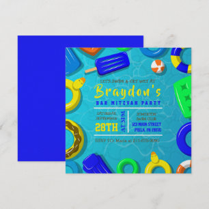 BOYS POOL SWIM FLOATS Convite de Festa Bar Mitzvah