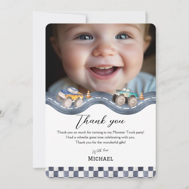 Boys Racing Party Stationery Thank You (Frente)