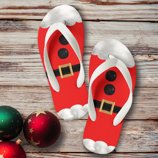 Boys Red Elf Santas Auxiliar Chinelos Festivos (Simple Santa flips flops for Christmas in July or the one in December)