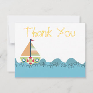 Boys Sail Boat Aniversário Obrigado Nota Cartões