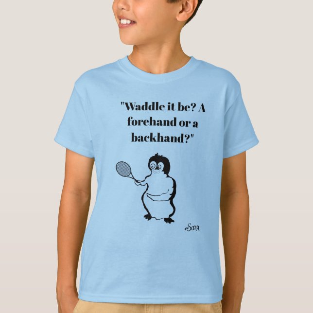 Boys T-Shirt : Penguin Tennis Player (Frente)