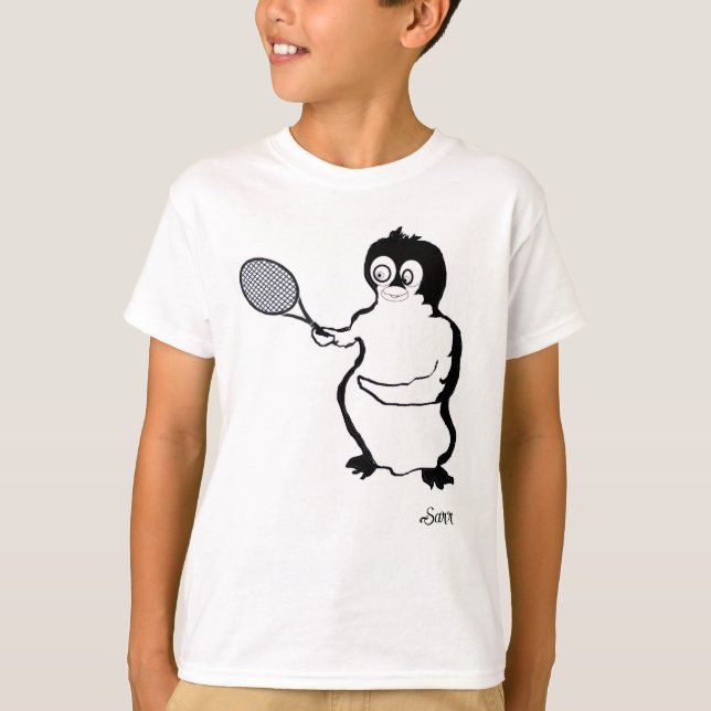 Boys T-Shirt : Penguin Tennis Player (Frente)