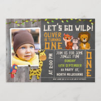 Boys Wild Safari Animal Convite para primeiro aniv