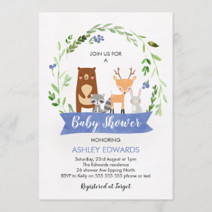 Boys Woodland Animal Chá de fraldas Convite
