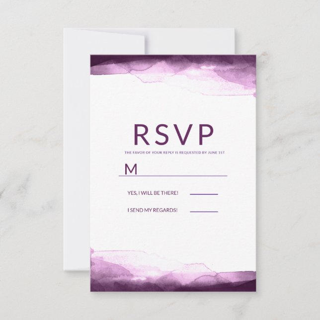 Boysenberry Purple Watercolor Chic Modern RSVP (Frente)
