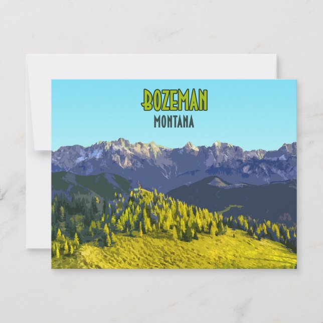 Bozeman Montana Mountain Vintage Flat Card (Frente)