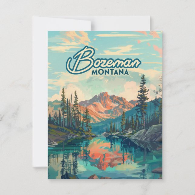 Bozeman Montana Rocky Mountain Vintage Card (Frente)