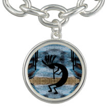 Kokopelli Southwest Desert Mosaico Azul