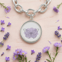 Bracelete Com Pingente Minimalist Watercolor Line Art Butterfly Bracelet