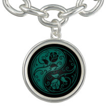 Rosas azuis e pretos da cerceta de Yin Yang