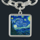 Bracelete Com Pingente vincent van gogh Starry night<br><div class="desc">A famosa pintura de Van Gogh, "A Noite Estrelada." Pintado durante sua estadia no asilo Remy Santo na década de 1880, van Gogh retratou as colinas rolantes e árvores ciprestes que viu de sua janela. Melhorado digitalmente pela PixDezines. Copyright © 2008-2016 PixDezines.com™ e PixDezines™ em zazzle.com. Todos os direitos reservados....</div>