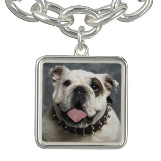 Bracelete inglês do encanto do quadrado do retrato