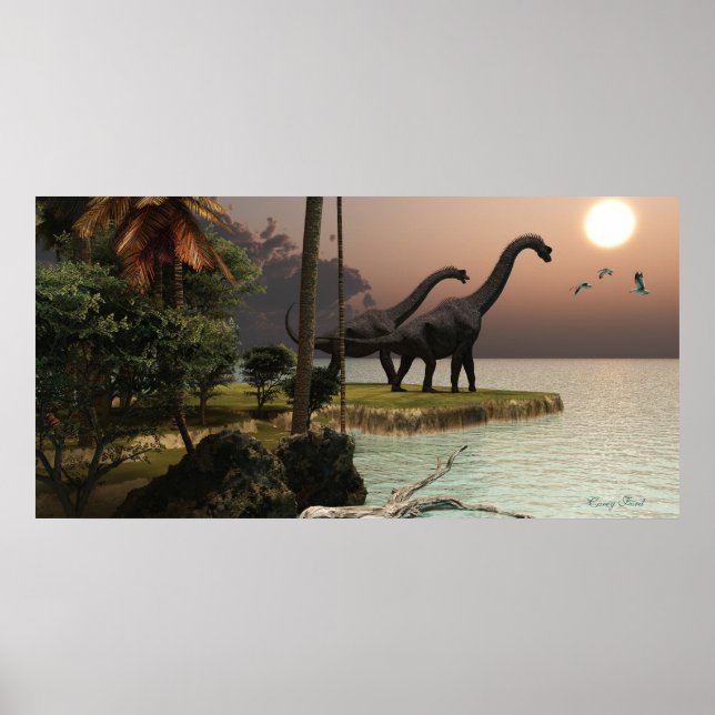 Brachiosaurus Sunset Impressão (Frente)