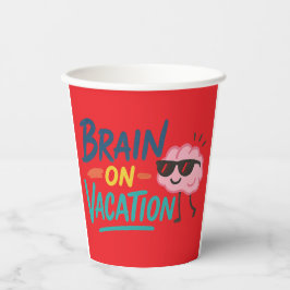 Brain on Vacation 8oz Paper Cup | Funny Retro