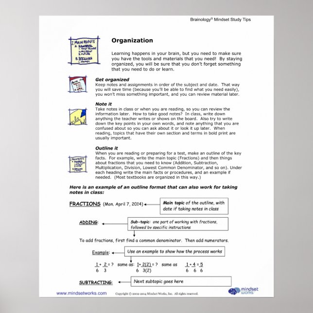 Brainology® Poster 4: Organização (Frente)