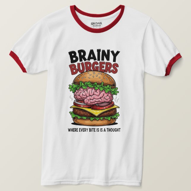 Brainy Burgers Ringer T-Shirt (Frente do Design)