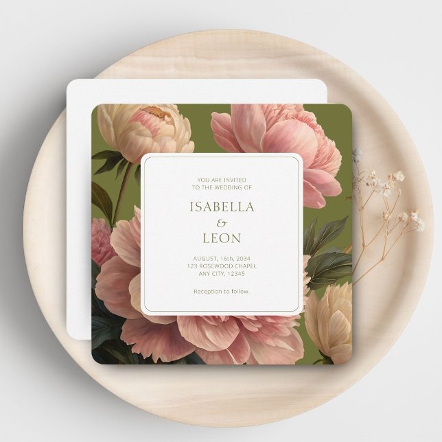 Branca | Convite para Casamento de Oliva e Rosa (Criador carregado)