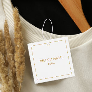 Branca Elegante Moderna e Etiqueta de Preço Dourad