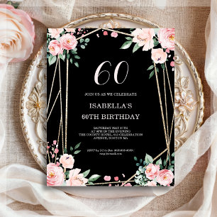 Branco   60.o Convite de Aniversário para Blush de